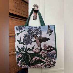 Floral Hummingbird Vintage-Style Tote Bag